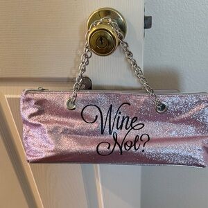Pink Glitter Wine Bag with Chain Handle